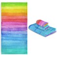 thumbnail image 1 of Dreamtimes Rainbow Striped Towel Set of 3,Soft Towels Bathroom Sets, 1 Bath Towel 30x60 inch, 1 Hand Towel 16x28 inch & 1 Washcloth 13x13 inch, 1 of 7