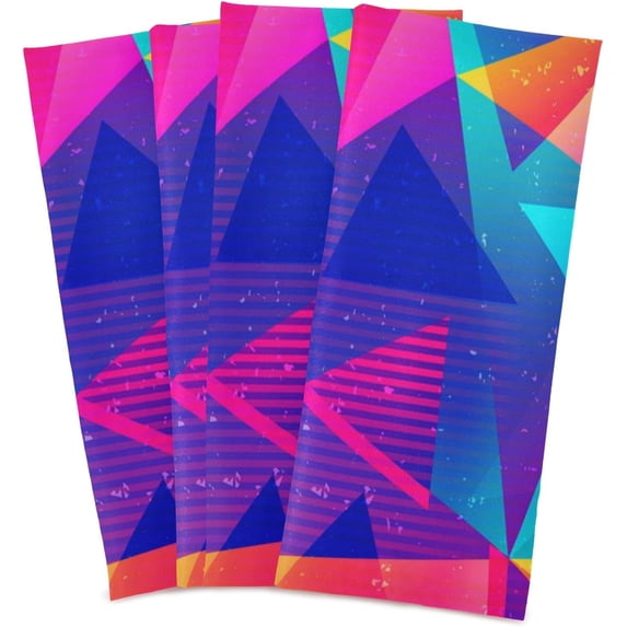 Dreamtimes Rainbow Triangle Kitchen Towel, Dish Towels Quick Drying Tea Towels Absorbent Hand Towels for Kitchen Sink Dinner Table 28 x 18 Inches, Set of 4