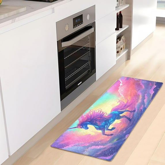Dreamtimes Rainbow Unicorn Kitchen Mat 20"x39", Non Skid Kitchen Runner Rug Absorbent Resist Dirt Kitchen Floor Mat Comfort Standing Mat for Kitchen, Floor, Office, Sink, Laundry