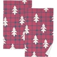 thumbnail image 1 of Dreamtimes Red Christmas Plaid Bath Hand Towel Soft Cotton Highly Absorbent Fingertip Towels for Bathroom Beach Kitchen Sports Gym Yoga Travel (2-Pieces Towel Sets, 28x16 inch), 1 of 7