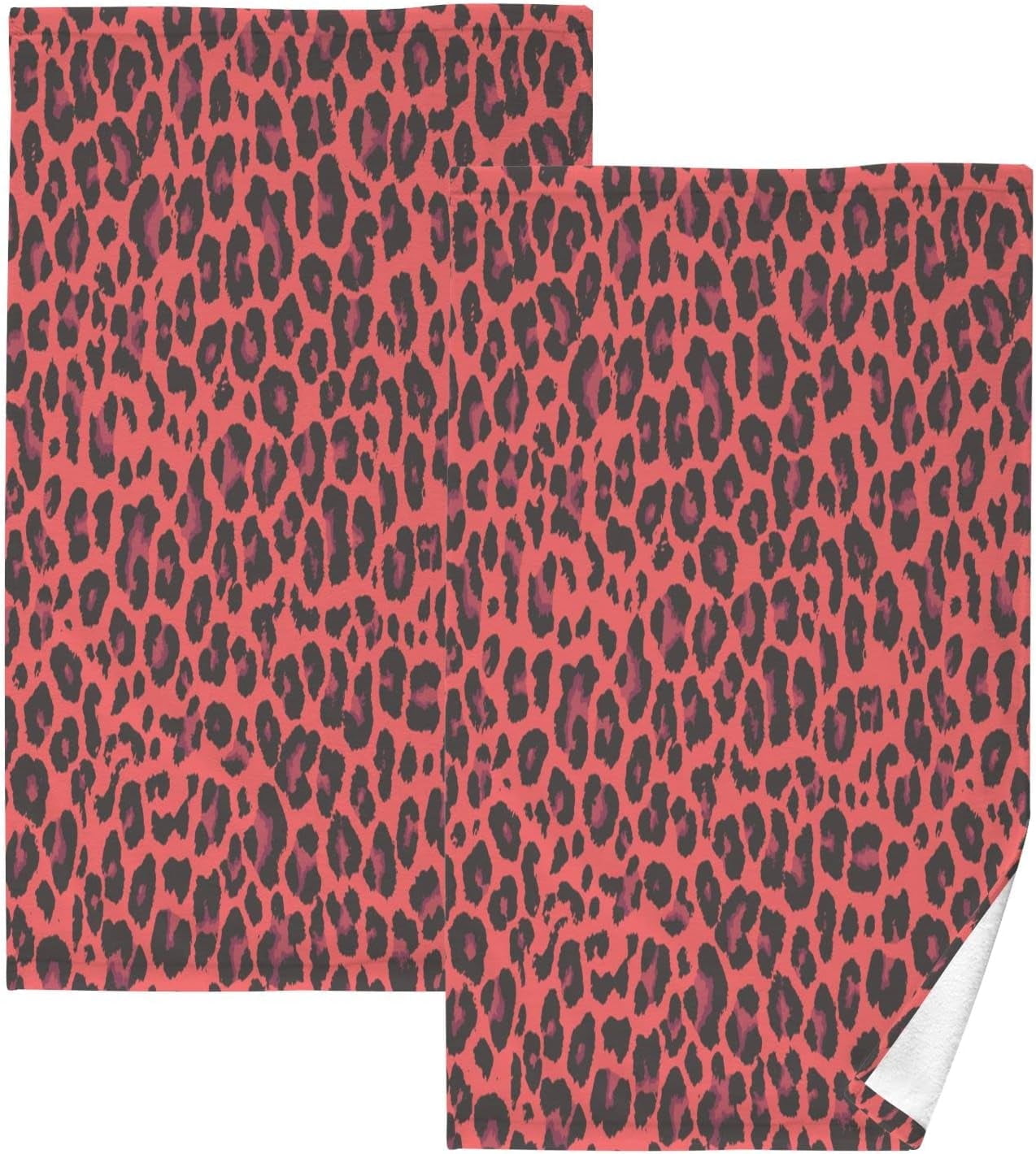 Dreamtimes Red Leopard Skin Print Pure Cotton Hand Towels for Bath ...