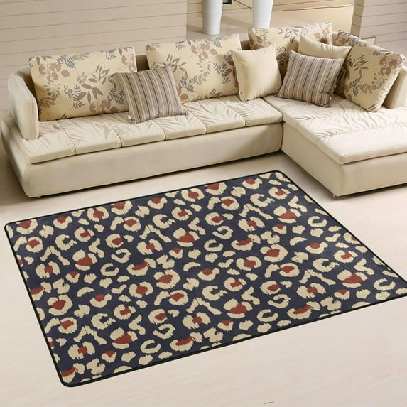 Dreamtimes Red Spots Non-Slip Area Rug 72"x48", Tropical Leopard Skin Soft Non Slip Washable Floor Mats for Indoor Front Porch,Living Room, Bedroom,Kitchen
