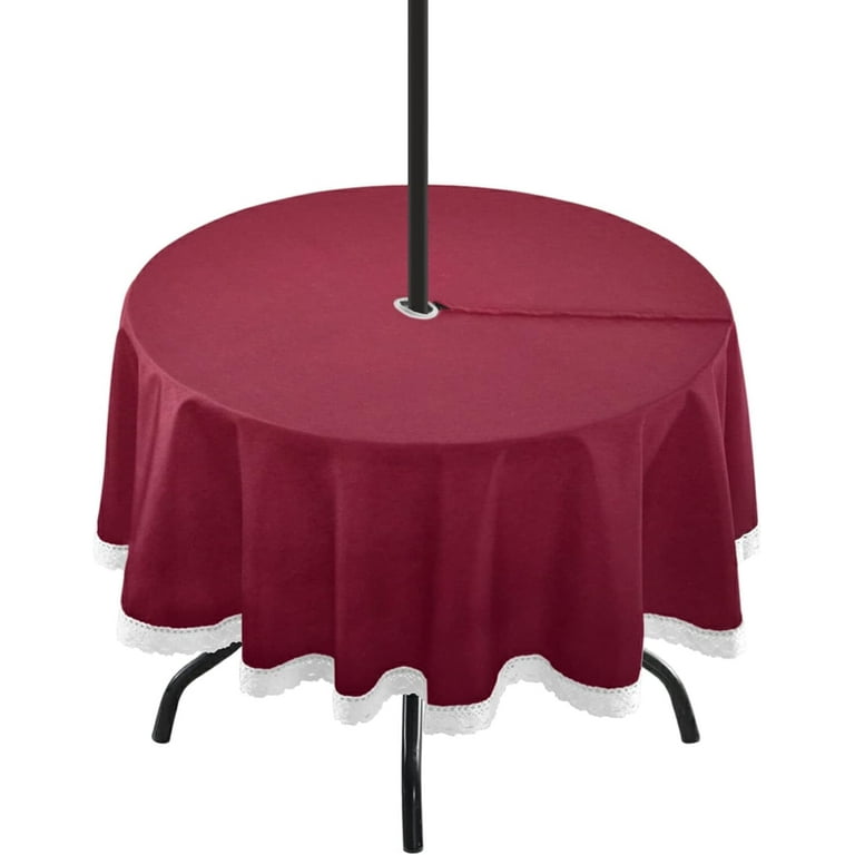 Dreamtimes Red Wine Solid Color Round Tablecloth 60