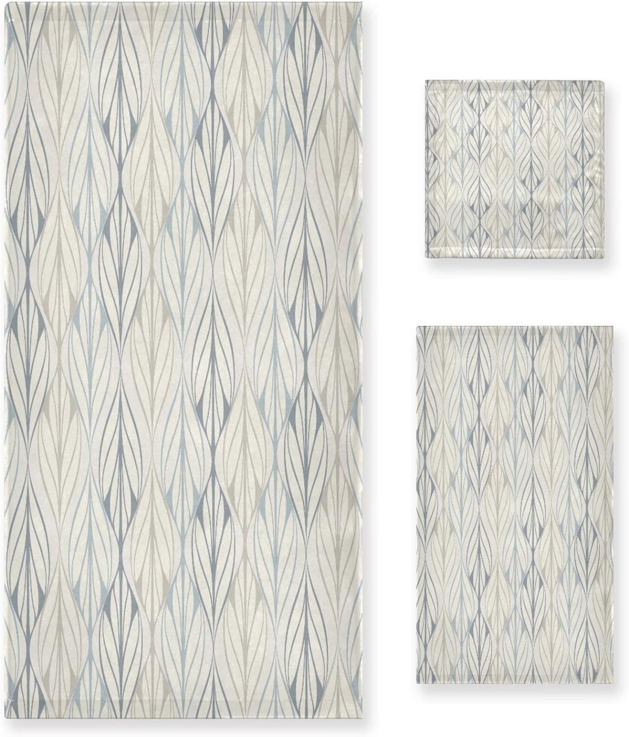 Dreamtimes Retro Geometry Towel Set of 3, Ultra Soft and Absorbent Bath Towels for Bathroom