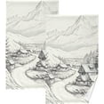 thumbnail image 1 of Dreamtimes Retro Mountain Village Hand Towels, 2 PCS Pack 16 x 28 Inches Extra Absorbent Pure Cotton Towels, Super Soft Hand Towel for Bathroom, Hotel, Kitchen, Gym, 1 of 7