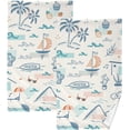 thumbnail image 1 of Dreamtimes Retro Summer Element Patterned Hand Towels 2 PCS, Cotton Bath Towel for Drying Face Hands Body Decorative Water Absorbent Lightweight Towels for Bathroom Ktichen Travel Gym,16"x28", 1 of 7
