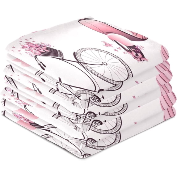 Dreamtimes Romantic Eiffel Tower Kitchen Dish Towels 6 Piece,Absorbent Soft Dishcloths Towels Reusable Hand Towels Quick Drying Cleaning Cloth, Tea Towels,18" x 28"