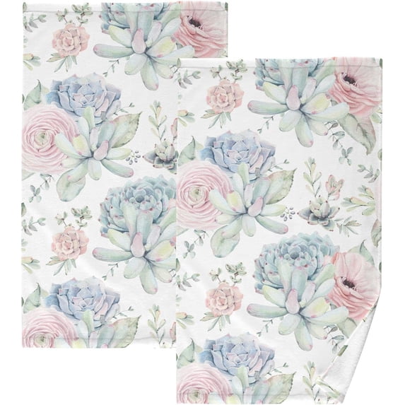 Dreamtimes Rose Flower Cactus Cacti Vintage Hand Towels for Bathroom 100% Cotton 2 pcs Face Towel 16 x 28 inch, Absorbent Soft & Skin-Friendly