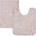 thumbnail image 1 of Dreamtimes Rose Gold Musical Note Bath Mat for Bathroom Shower U Shape Toilet Rugs Contour Carpet Set, Fluffy Absorbent & Machine Washable, 2 Piece, 1 of 6