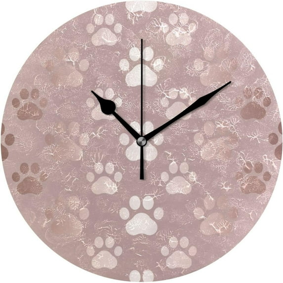 Dreamtimes Round Digital Clock Foot Puppy Creative Decorative Quiet Not Ticking Clock,Bedroom Living Room Bathroom Kitchen Office Wall Ornament, 10In