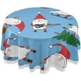 thumbnail image 1 of Dreamtimes Round Tablecloth 60", Christmas Santa Table Cover Water Resistant Spill Proof Large Table Cover for Indoor & Outdoor Family Gathering Dinner, BBQ Christmas Decoration, 1 of 7