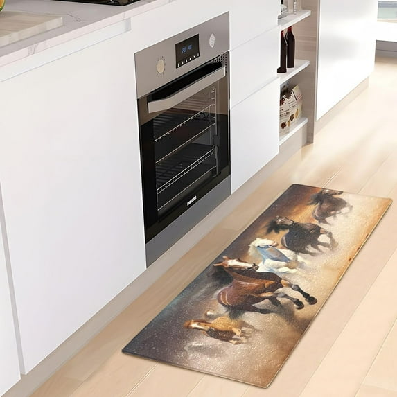 Dreamtimes Running Horses Kitchen Mat 20"x39", Non Skid Kitchen Runner Rug Absorbent Resist Dirt Kitchen Floor Mat Comfort Standing Mat for Kitchen, Floor, Office, Sink, Laundry