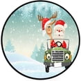thumbnail image 1 of Dreamtimes Santa with His Reindeer Driving Car Round Area Rug 3Ft Small Round Area Rug Soft Bedroom Entryway Foyer Throw Mat Washable Non-Shedding Non-Slip Sofa Nursery Carpet, 1 of 5