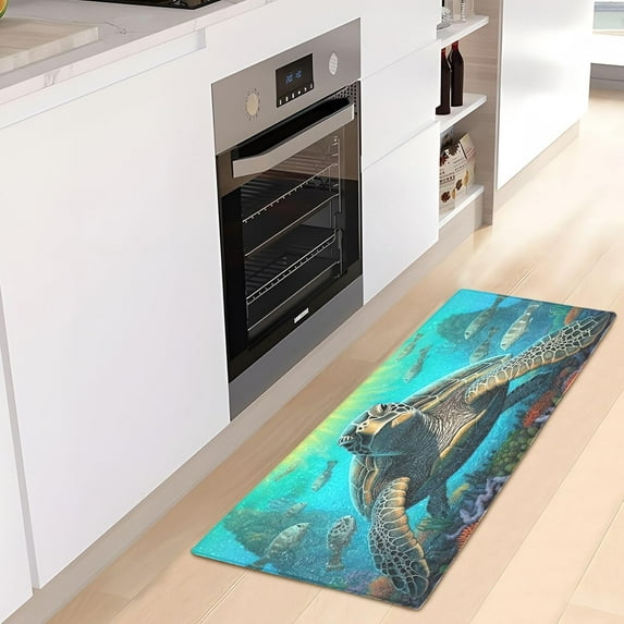 Dreamtimes Sea Turtle Kitchen Mat 20"x39", Non Skid Kitchen Runner Rug Absorbent Resist Dirt Kitchen Floor Mat Comfort Standing Mat for Kitchen, Floor, Office, Sink, Laundry