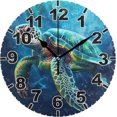 Dreamtimes Sea Turtle Round Wall Clock, Battery Operated Silent Non
