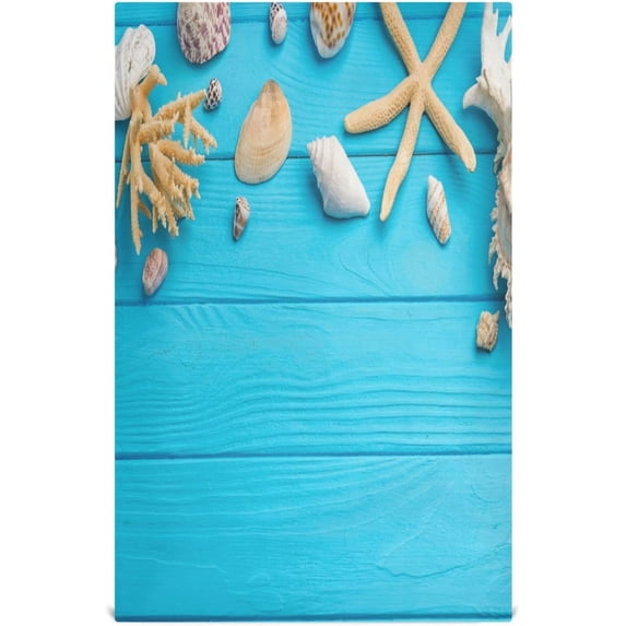 Dreamtimes Seashell Wood Kitchen Dish Towel 1 Pack, Soft Absorbent Dishcloths Reusable Hand Towel Washable Tea Towels for Home Kitchen Bar Table Decor, 28 x 18 Inch