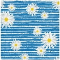 thumbnail image 1 of Dreamtimes Set of 4 Cute Daisy Chamomiles Flowers Floral Blue and White Stripes Satin Napkin Square 20 Inches Table Napkins Soft Smooth Decorative Napkins for Wedding Banquet Party Decoration, 1 of 6