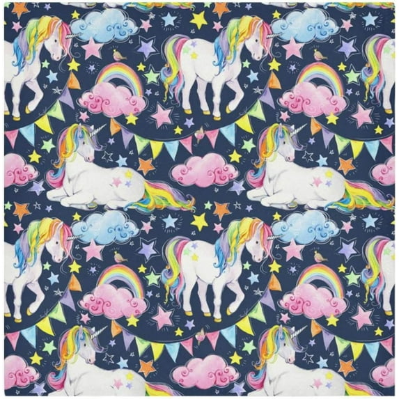 Dreamtimes Set of 4 Cute Watercolor Unicorn Satin Napkin Square 20 Inches Table Napkins Soft Smooth Decorative Napkins for Wedding Banquet Party Decoration