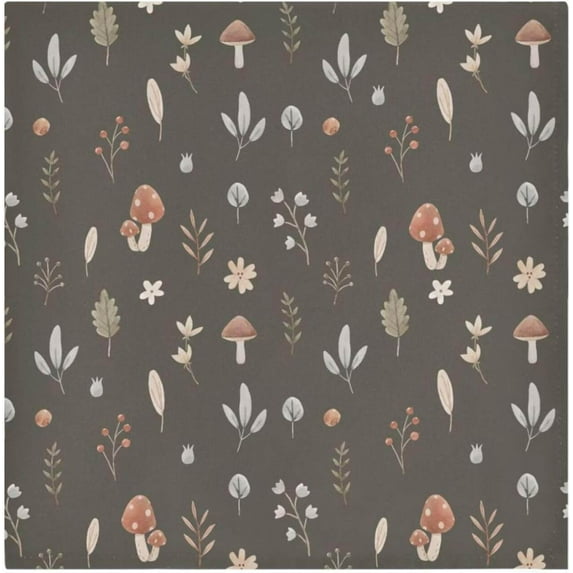 Dreamtimes Set of 4 Leaf and Mushroom Pattern Satin Napkin Square 20 Inches Table Napkins Soft Smooth Decorative Napkins for Wedding Banquet Party Decoration