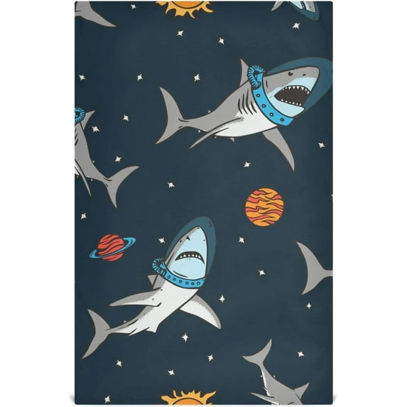 Dreamtimes Shark in The Universe Kitchen Towel, Dish Towels Quick Drying Tea Towels Absorbent Hand Towels for Kitchen Sink Dinner Table 28 x 18 Inches, Set of 6