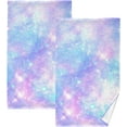 thumbnail image 1 of Dreamtimes Shining Cosmic Patterned Hand Towels 2 PCS, Cotton Bath Towel for Drying Face Hands Body Decorative Water Absorbent Lightweight Towels for Bathroom Ktichen Travel Gym,16"x28", 1 of 7