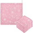 thumbnail image 1 of Dreamtimes Shiny White Pink Snowflakes Baby Muslin Washcloths Face Towel, 3 PCS Merry Christmas Burp Cloths Cotton Wipes Infant Wash Cloth for Newborn Boys Girls 12x12 inches, 1 of 7