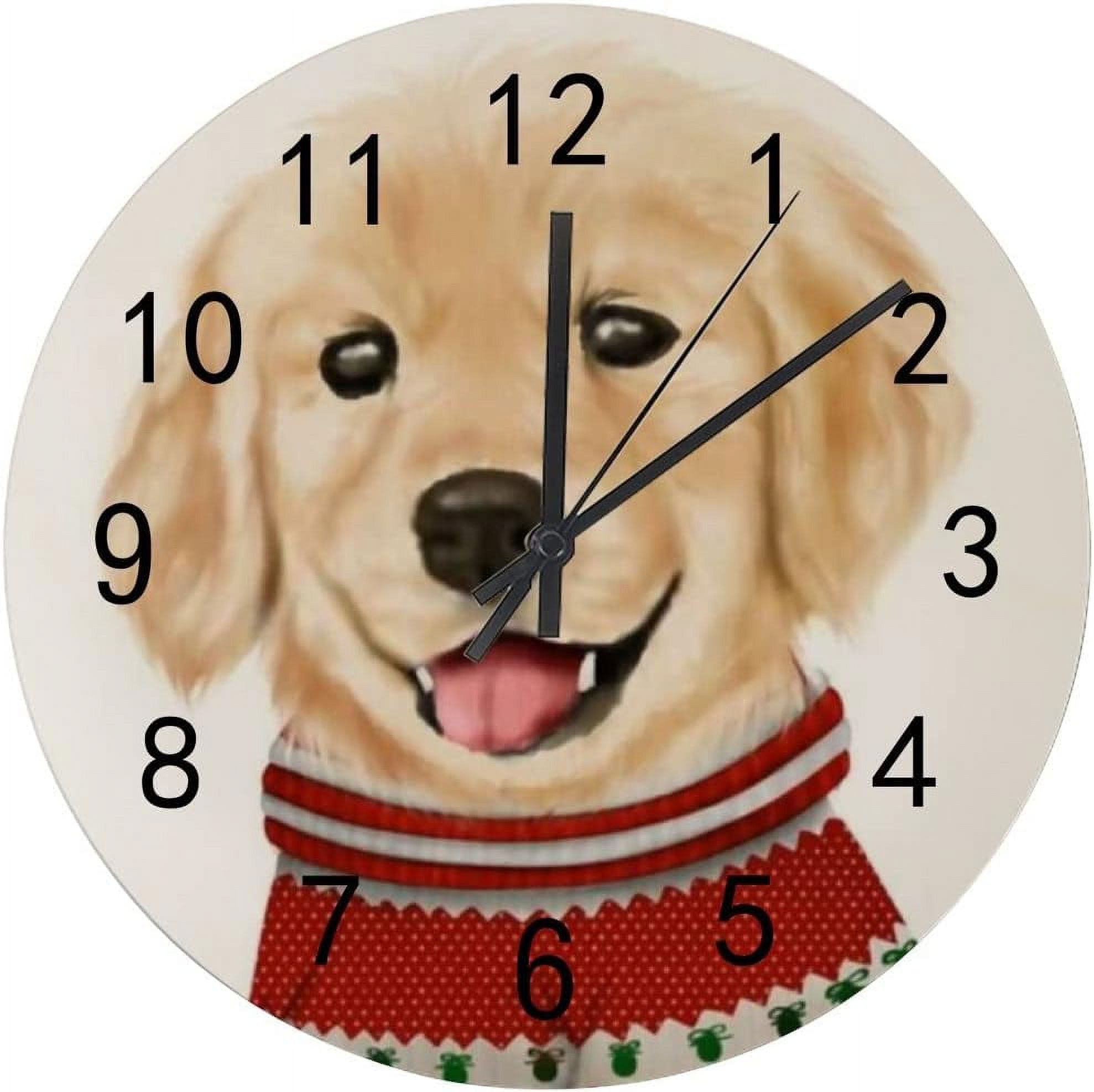 Dreamtimes Silent Wooden Round Wall Clock, 12 Inch Cute Golden ...