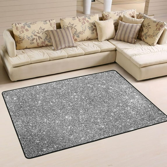 Dreamtimes Silvery Glittering Themed Non-Slip Area Rug Floor Carpet Comfort Floor Mats Decor for Indoor Front Porch,Living Room, Bedroom,Kitchen, 36"x24"