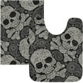 thumbnail image 1 of Dreamtimes Skull Paisley Halloween Bath Mat for Bathroom Shower U Shape Toilet Rugs Contour Carpet Set, Fluffy Absorbent & Machine Washable, 2 Piece, 1 of 6