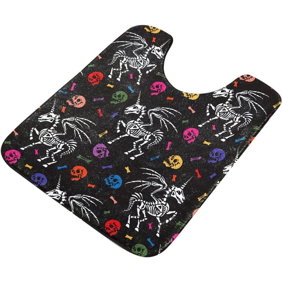 Dreamtimes Skull Unicorn High Absorbent U-Shaped Contour Toilet Rugs Machine Washable, 17.3"x13.4"
