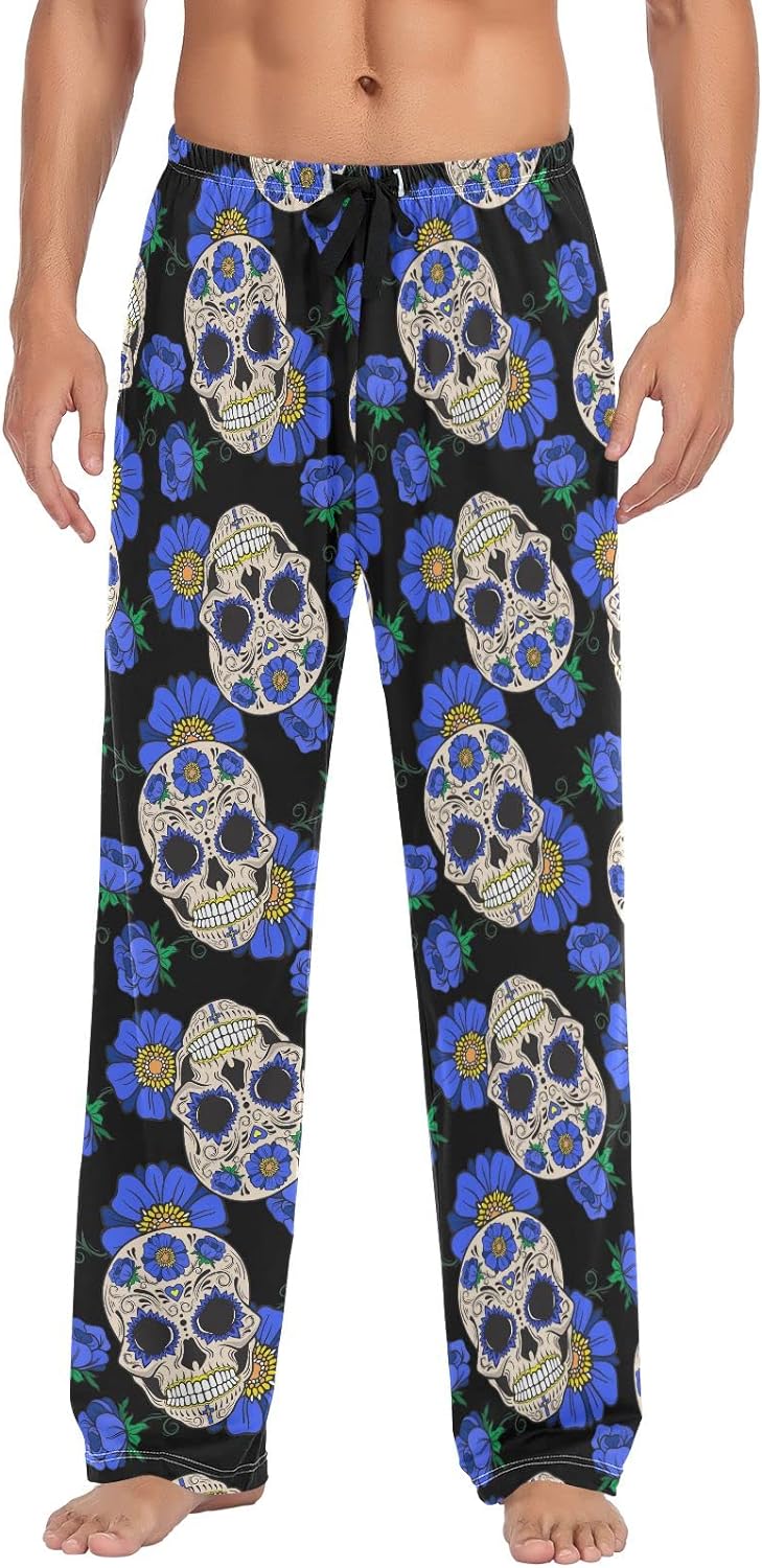 Dreamtimes Skull and Flower Pajama Pants Mens Lounge Pants Super Soft