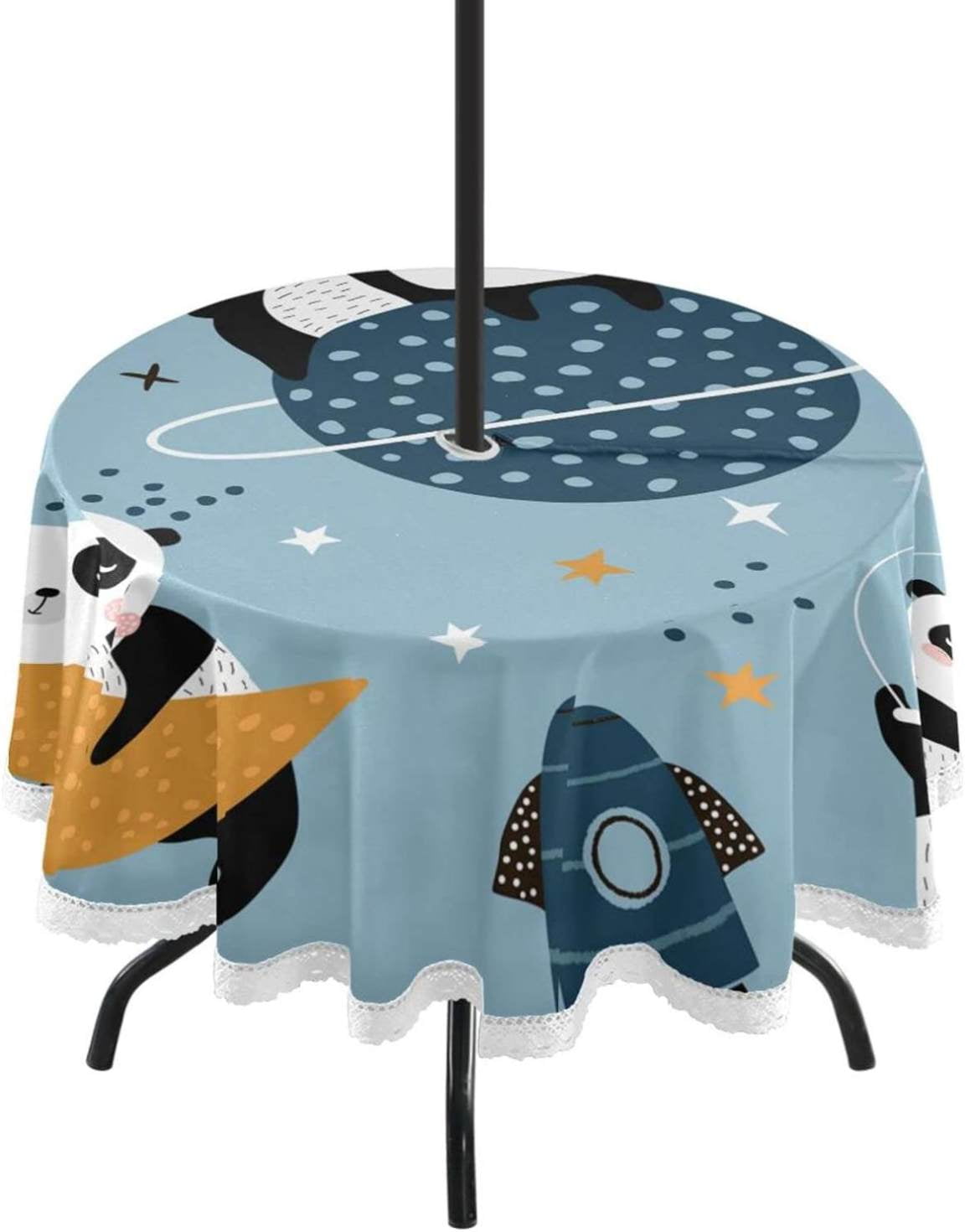 Dreamtimes Sleepping Pandas Round Table Cloth 60", Heat Resistant Table
