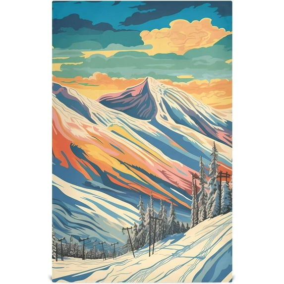 Dreamtimes Snow Mountain Kitchen Towel, Dish Towels Quick Drying Tea Towels Absorbent Hand Towels for Kitchen Sink Dinner Table 28 x 18 Inches, Set of 1