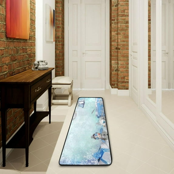 Dreamtimes Snowman Gift Hallway Runner Rug 2'x6' Kitchen Rug with Rubber Backing Non Slip Entryway Rug Runner Washable Soft Area Rug for Hallway Bedroom Kitchen Decor