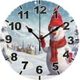 thumbnail image 1 of Dreamtimes Snowman Round Wall Clock, Battery Operated Silent Non Ticking Desk Clock for Home Bedroom Kitchen Office School Decor Wall Clock 10 Inch, 1 of 6