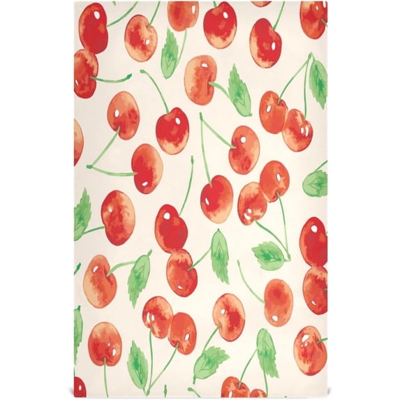 Dreamtimes Soft Absorbent Reusable Kitchen Towels, Set of 1|28x18 in, Cute Red Cherries Dining Kitchen Living Room Tea Towels Dish Towels Decorative Towels