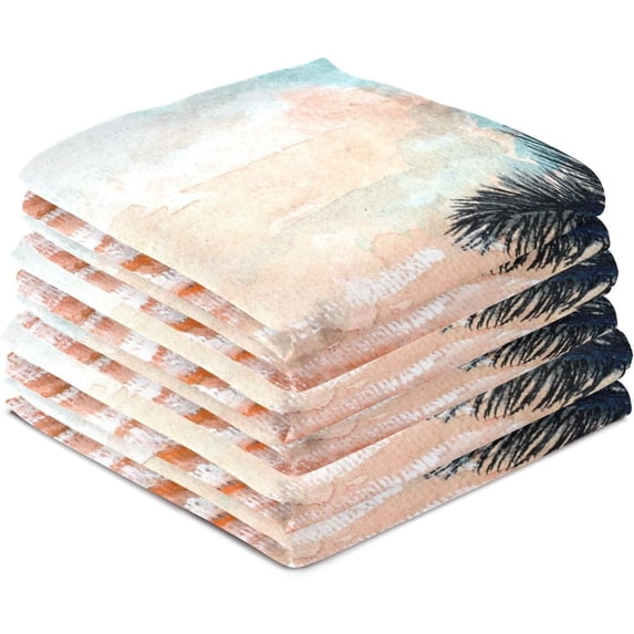 Dreamtimes Soft Absorbent Reusable Kitchen Towels, Set of 6|28x18 in, Palm Trees Dining Kitchen Living Room Tea Towels Dish Towels Decorative Towels