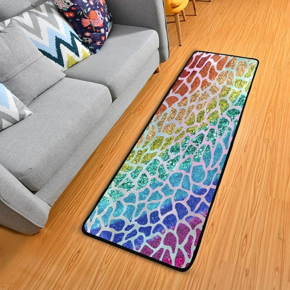 Dreamtimes Sparkling Rainbow Unique Style Hallway Runner Rug 2'x6' Kitchen Rug with Rubber Backing Non Slip Entryway Rug Runner Washable Soft Area Rug for Hallway Bedroom Kitchen Decor