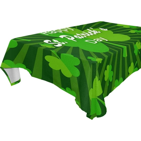 Dreamtimes St Patrick's Day Clover Tablecloth 60"x108", Waterproof Washable Polyester Square Table Cover, Durable Tablecloth for Kitchen Dining Table Party Decor