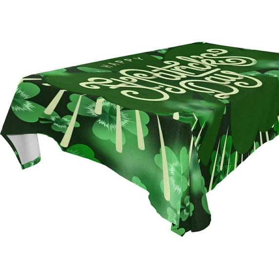 Dreamtimes St Patrick's Day Clover Tablecloth, Waterproof Washable Polyester Square Table Cover, Durable Tablecloth for Kitchen Dining Table Party Decor, 54"x72"