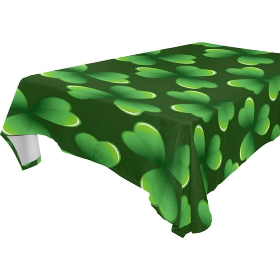 Dreamtimes St Patrick's Day Clover Tablecloth, Waterproof Washable Polyester Square Table Cover, Durable Tablecloth for Kitchen Dining Table Party Decor,60"X 60"