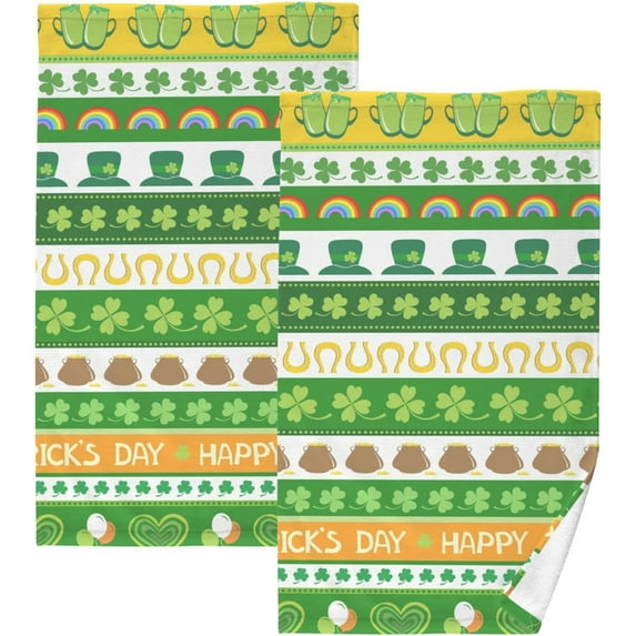 Dreamtimes St. Patrick's Day Cotton Hand Towel Super Soft and High Absorbent Bath Towel Fast Drying Hand Towel for Home Bathroom Gym Hotel Yoga (2 Pack),16 x 28 inch