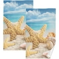 thumbnail image 1 of Dreamtimes Starfish Cotton Towels Set 2 Pcs Absorbent Hand Towel Face Towels Kitchen Towels Bath Towels for Bathroom Laundry Room Kitchen 16 x 28 Inches, 1 of 7