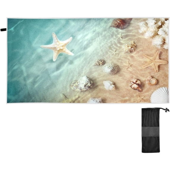 Dreamtimes Starfish Summer Beach Beach Towel Super Soft Microfiber Sand Free Beach Towels, Oversized Camping Pool Towel, Lightweight, Breathable & Quick Dry Towels, 30x60in