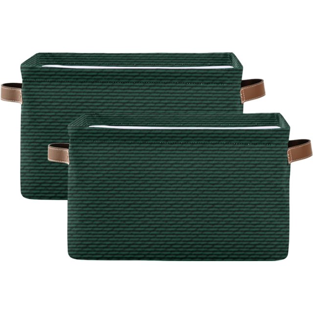 Dreamtimes Storage Basket, Hunter Green Storage Bin with Handle, Large