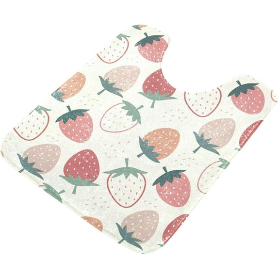 Dreamtimes Strawberry High Absorbent U-Shaped Contour Toilet Rugs Machine Washable, 17.3"x13.4"