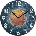 thumbnail image 1 of Dreamtimes Stylish 3D Basketball in Magic Splashed Water Print Round Wall Clock Decorative, 10 Inch Battery Operated Quartz Analog Quiet Desk Clock for Home,Office,School, 1 of 6