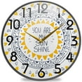 thumbnail image 1 of Dreamtimes Stylish Beautiful Sun Pattrern You are My Sunshine Round Wall Clock, 12 Inch Silent Battery Operated Quartz Analog Quiet Desk Clock for Home,Office,School,Cafe, 1 of 7