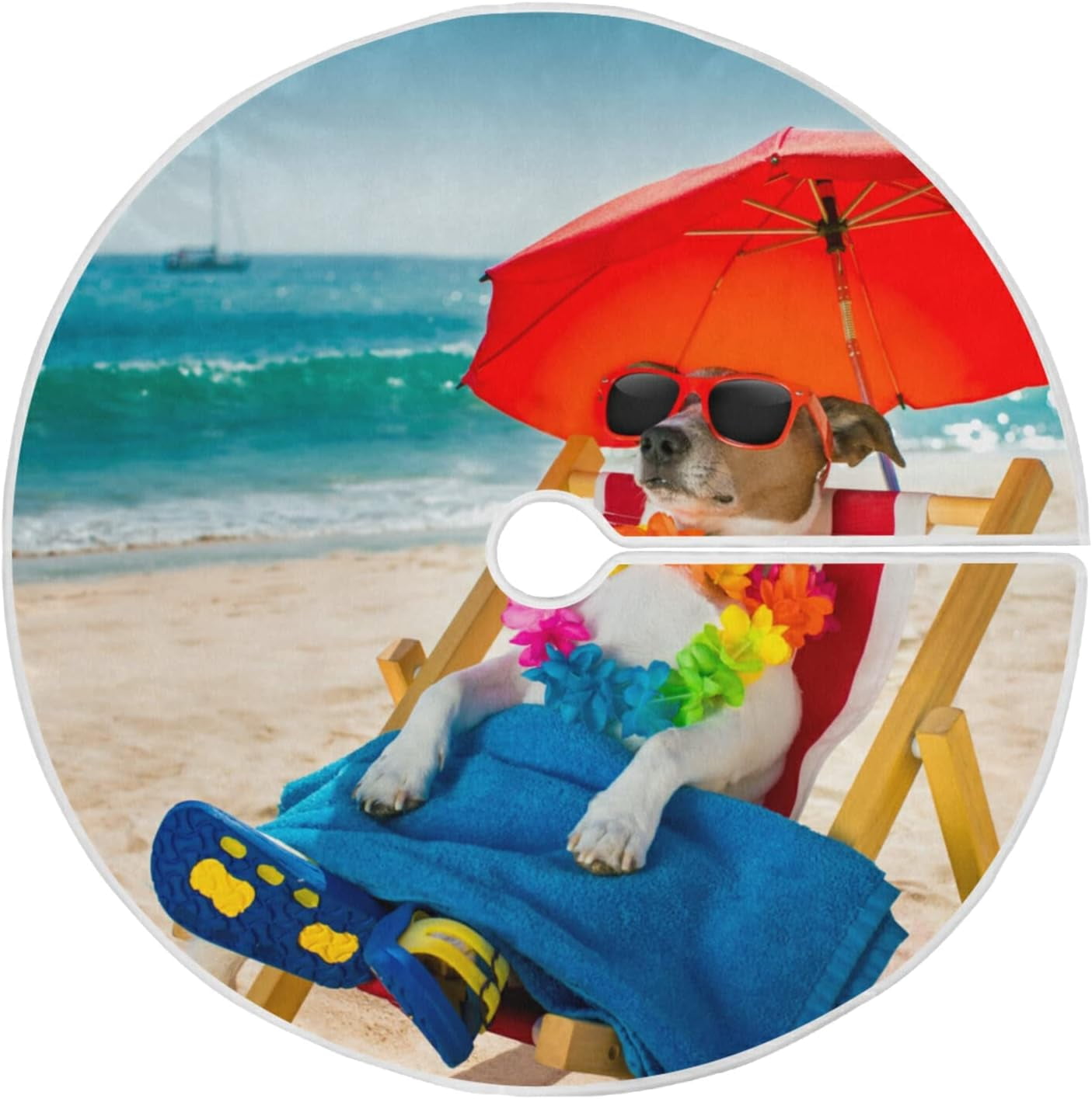 Dreamtimes Summer Jack Russell Beach Tree Skirts for Festive Holiday Party Decoration Funny Cute Sea Sandy Christmas Tree Mat Christmas Tree Cover Skirt Ornaments for Home Office 36inch Walmart