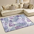 thumbnail image 1 of Dreamtimes Summer Palm Leaves Purple Area Rug 72x48in Exotic Tropical Watercolor Non-Slip Floor Carpet Comfort Floor Mats Decor for Indoor Living Dining Room and Bedroom Area, 1 of 7